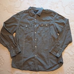 Black and white checkered button down 100% cotton